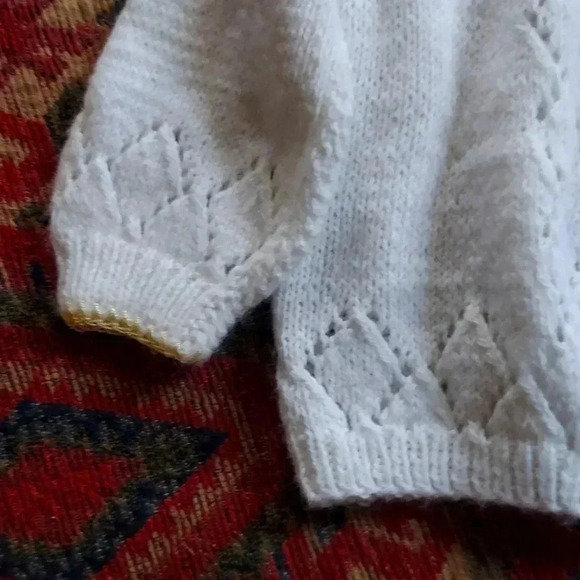 Hand Knit Crochet Button Front Sweater Cardigan - Picture 2 of 5